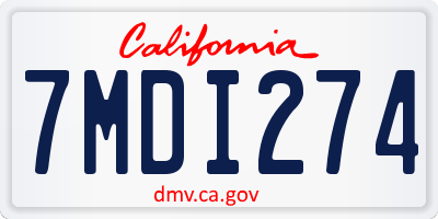 CA license plate 7MDI274