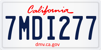 CA license plate 7MDI277