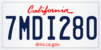 CA license plate 7MDI280