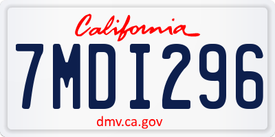 CA license plate 7MDI296