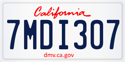 CA license plate 7MDI307