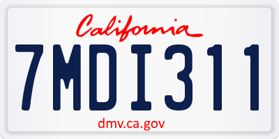 CA license plate 7MDI311