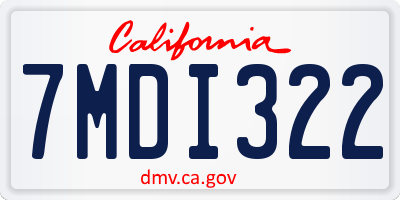 CA license plate 7MDI322