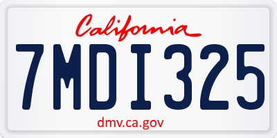 CA license plate 7MDI325