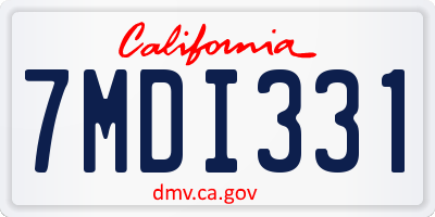 CA license plate 7MDI331