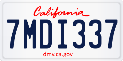 CA license plate 7MDI337