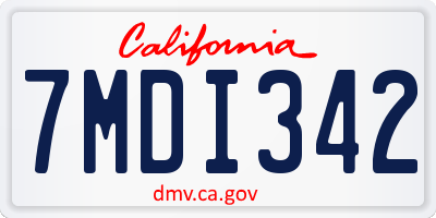 CA license plate 7MDI342