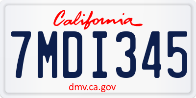 CA license plate 7MDI345