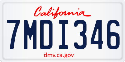 CA license plate 7MDI346