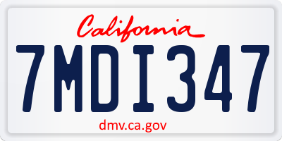 CA license plate 7MDI347