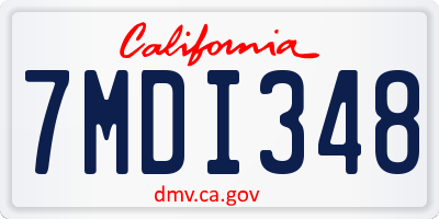 CA license plate 7MDI348