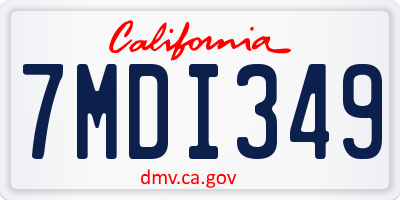 CA license plate 7MDI349