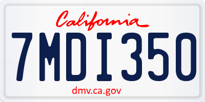 CA license plate 7MDI350