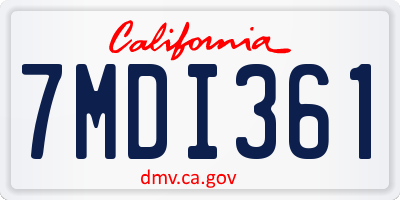 CA license plate 7MDI361