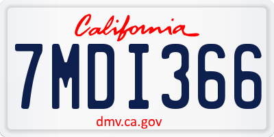 CA license plate 7MDI366