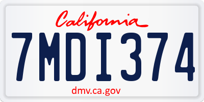 CA license plate 7MDI374