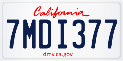 CA license plate 7MDI377