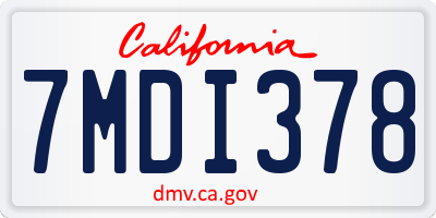 CA license plate 7MDI378