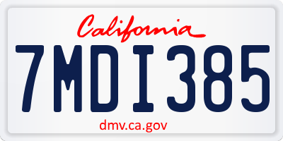 CA license plate 7MDI385