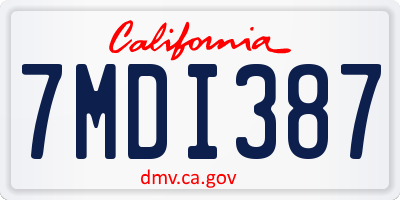 CA license plate 7MDI387