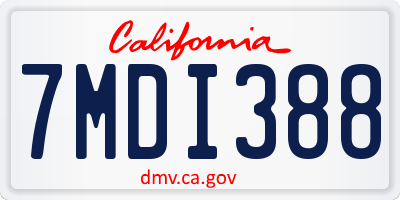 CA license plate 7MDI388