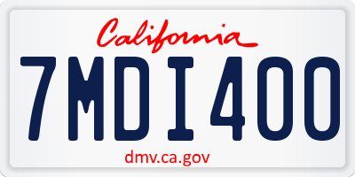 CA license plate 7MDI400