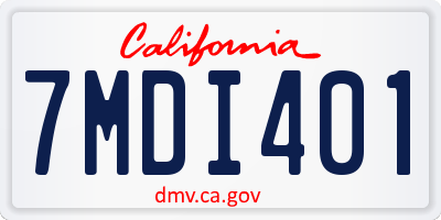 CA license plate 7MDI401