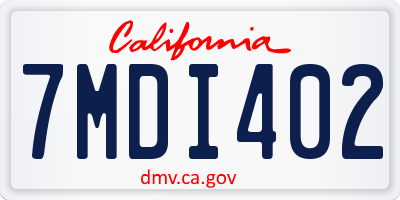 CA license plate 7MDI402