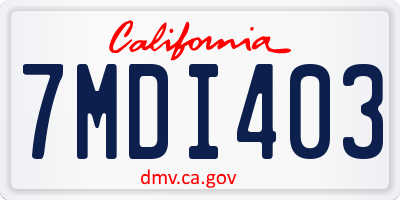 CA license plate 7MDI403