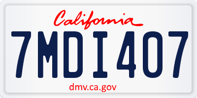 CA license plate 7MDI407