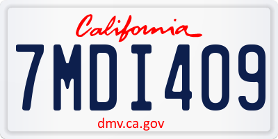 CA license plate 7MDI409