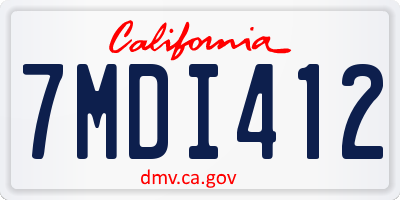 CA license plate 7MDI412