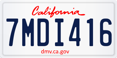 CA license plate 7MDI416