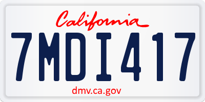 CA license plate 7MDI417