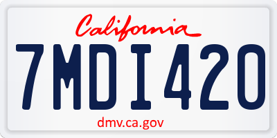 CA license plate 7MDI420