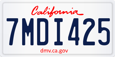 CA license plate 7MDI425