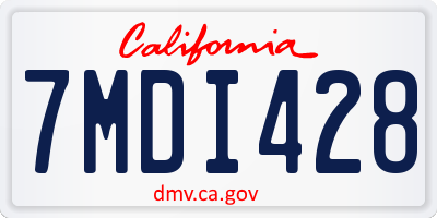 CA license plate 7MDI428