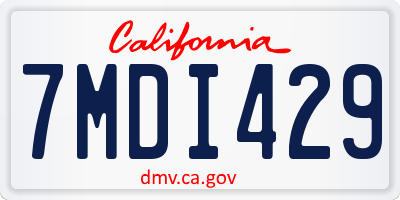 CA license plate 7MDI429