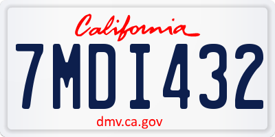 CA license plate 7MDI432
