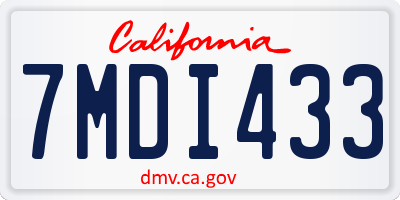 CA license plate 7MDI433