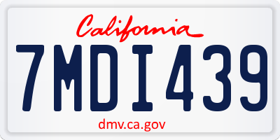 CA license plate 7MDI439