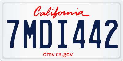 CA license plate 7MDI442