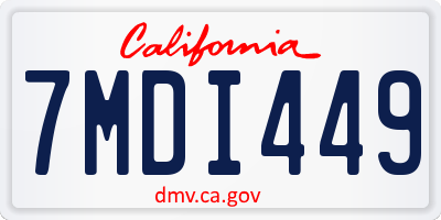 CA license plate 7MDI449