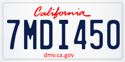 CA license plate 7MDI450