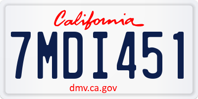 CA license plate 7MDI451