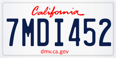 CA license plate 7MDI452