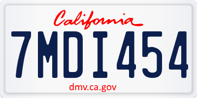 CA license plate 7MDI454