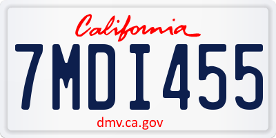 CA license plate 7MDI455