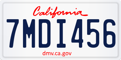 CA license plate 7MDI456