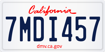 CA license plate 7MDI457
